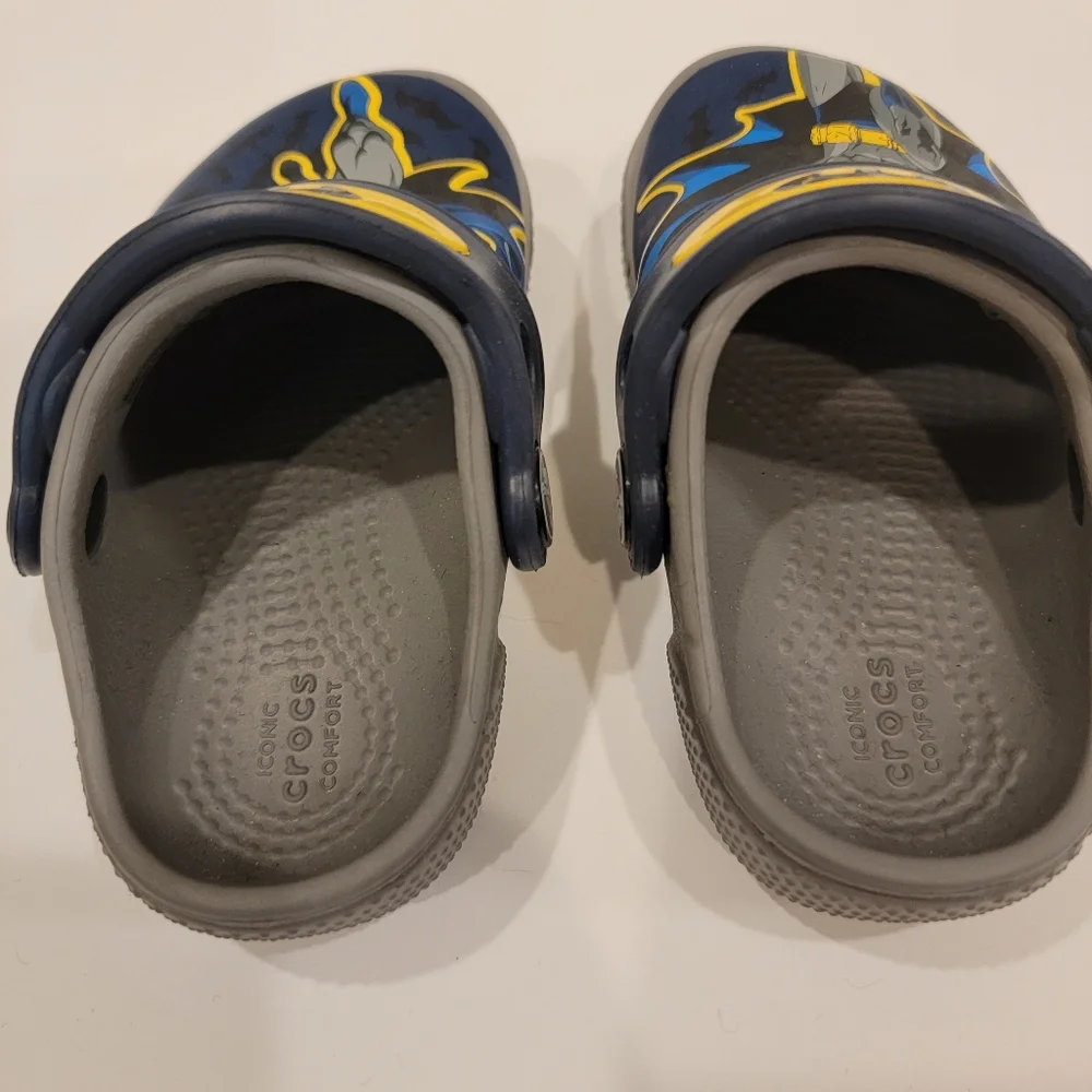 Rare Crocs Batman Superhero Sandals | Infant Size C5 | Blue, Yellow, Size 5 Baby